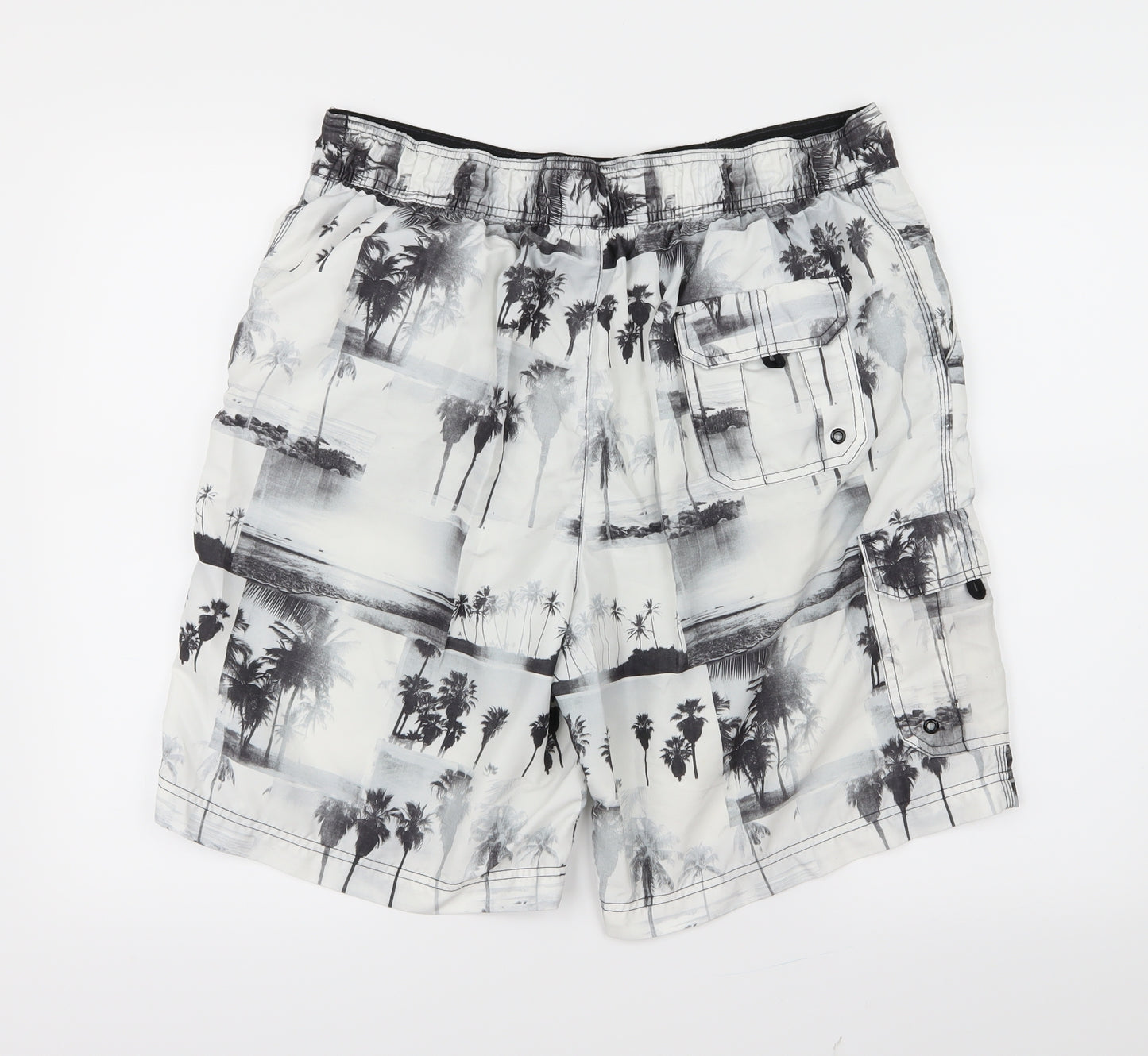 George Mens Black Geometric  Bermuda Shorts Size L - Swim Short