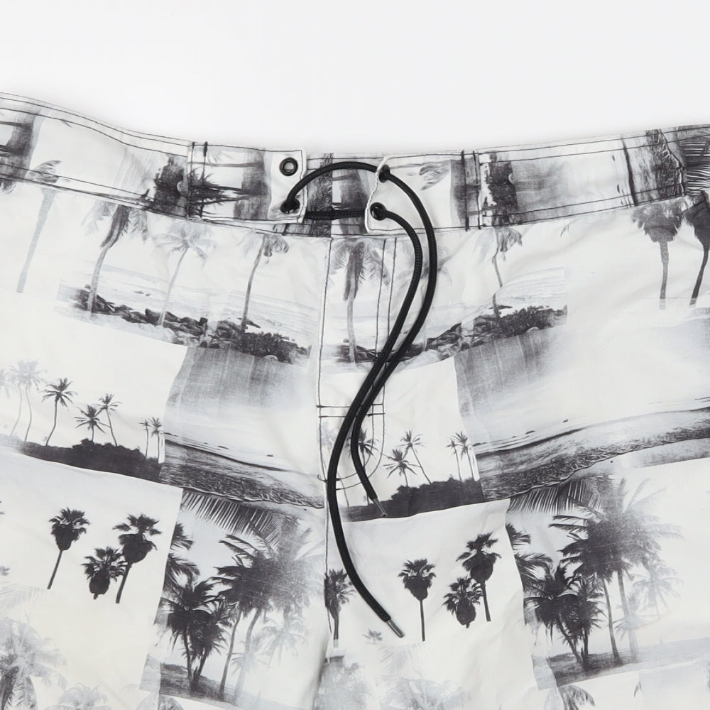 George Mens Black Geometric  Bermuda Shorts Size L - Swim Short
