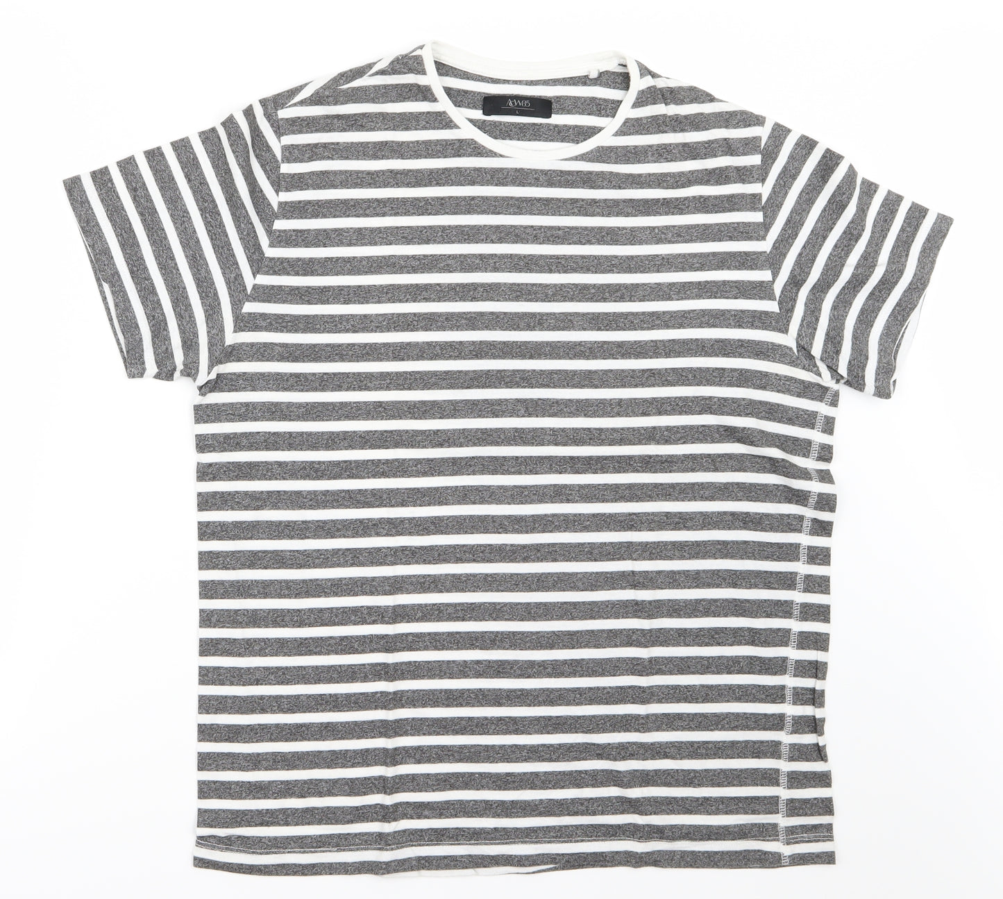 Matalan Mens Grey Striped   T-Shirt Size L