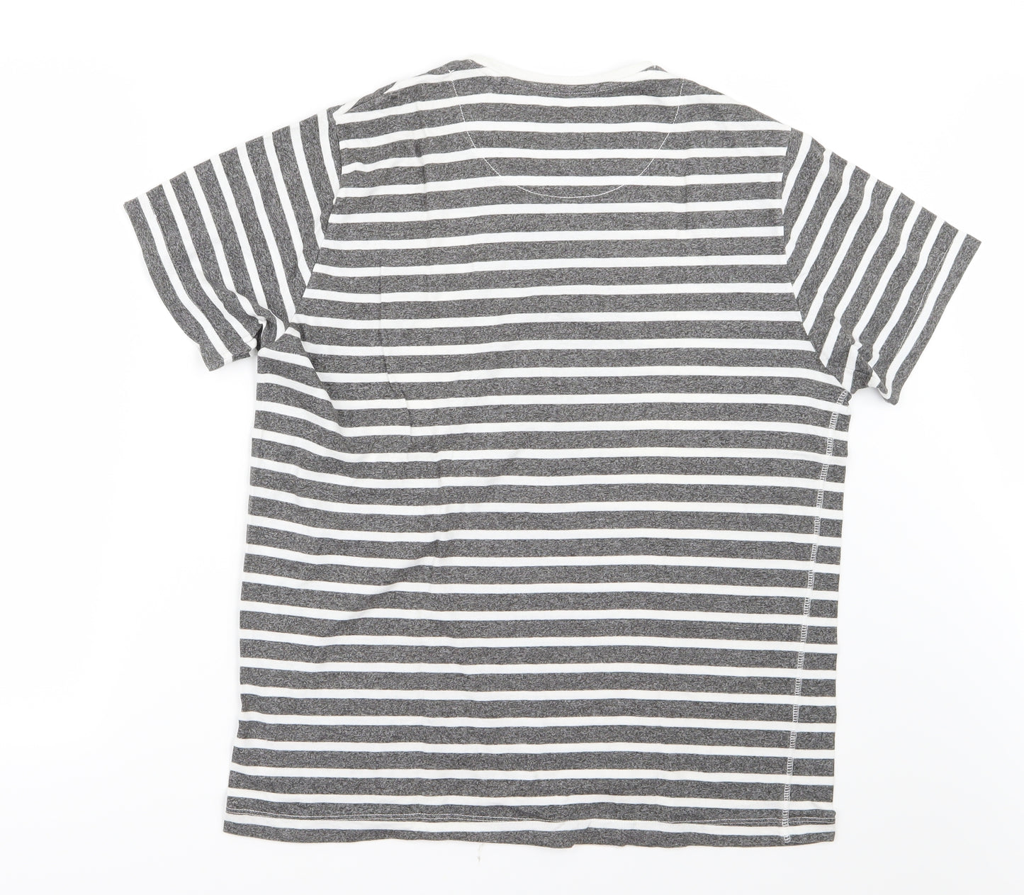 Matalan Mens Grey Striped   T-Shirt Size L