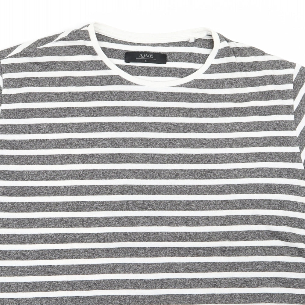 Matalan Mens Grey Striped   T-Shirt Size L