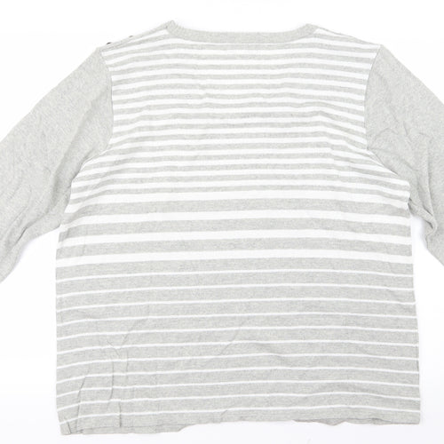Afibel Womens Grey Striped Knit Pullover Jumper Size 24