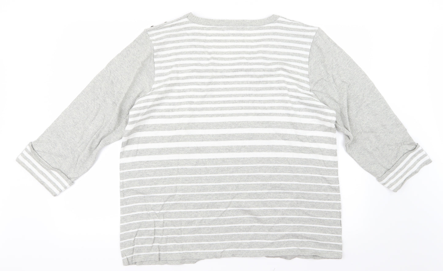 Afibel Womens Grey Striped Knit Pullover Jumper Size 24