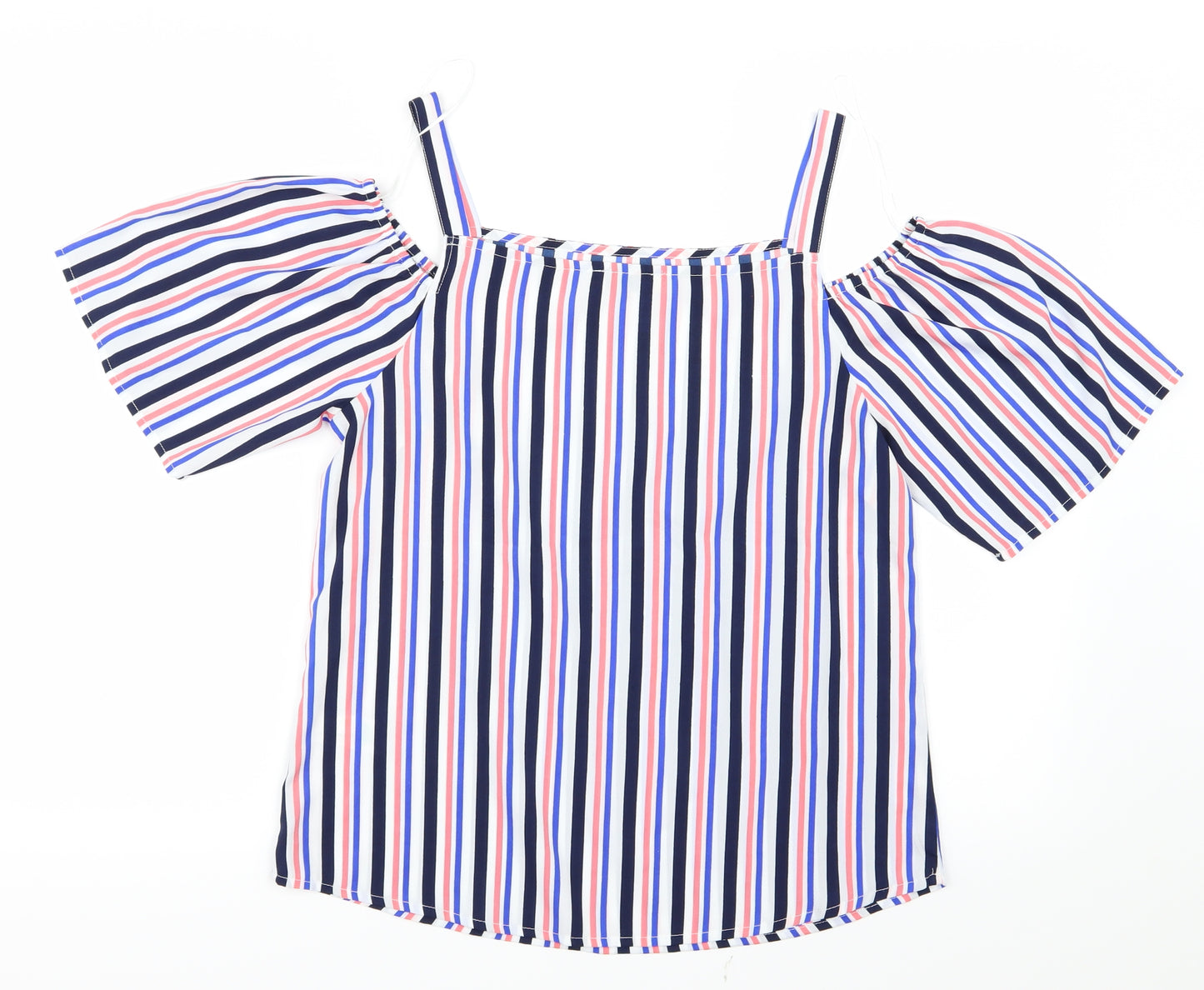 Papaya Womens Blue Striped  Basic Blouse Size 10