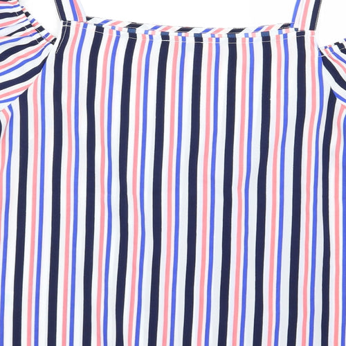 Papaya Womens Blue Striped  Basic Blouse Size 10