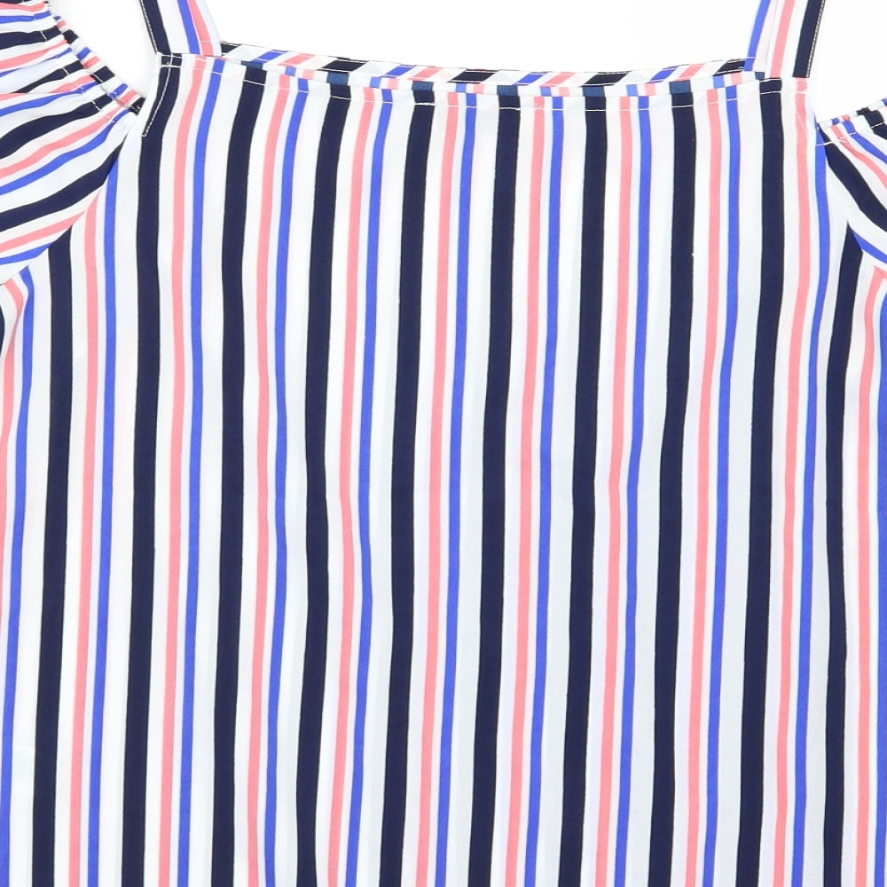 Papaya Womens Blue Striped  Basic Blouse Size 10