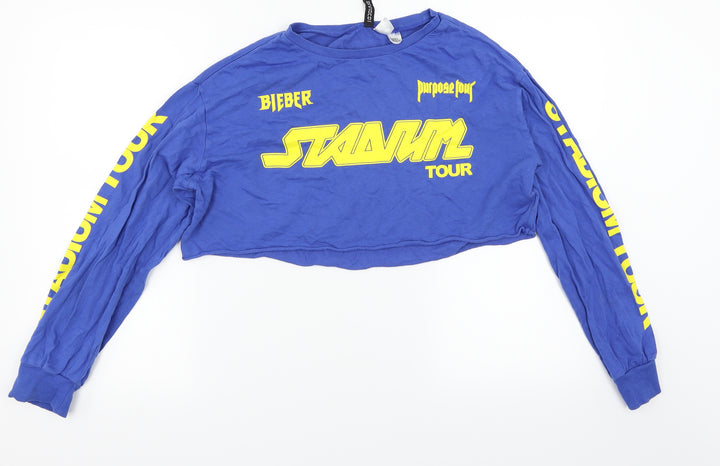 H&M Womens Blue Pullover Jumper Size S - Justin Beiber Tour