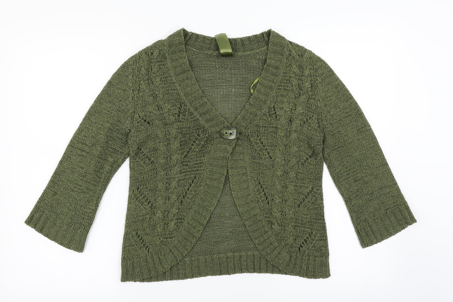 Made with love Womens Green   Cardigan Jumper Size 12