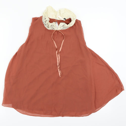 Ribbon Womens Orange   Basic Blouse Size 8