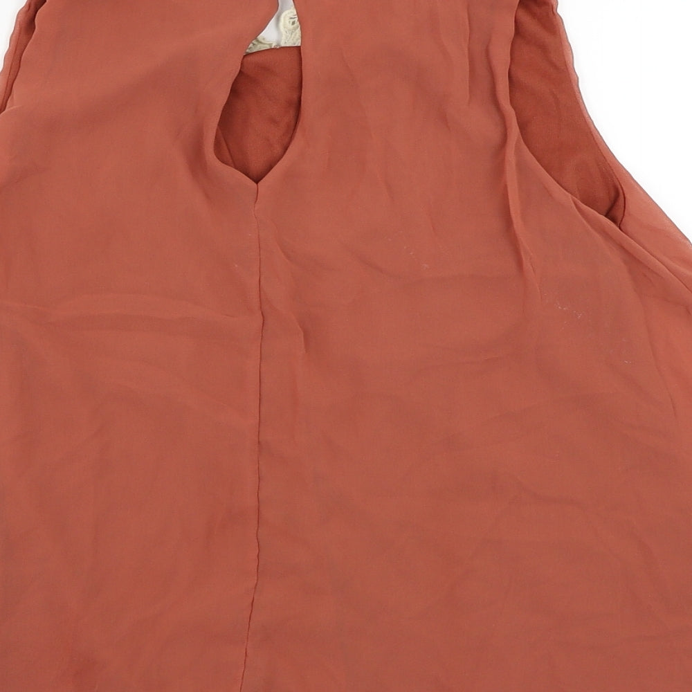 Ribbon Womens Orange   Basic Blouse Size 8