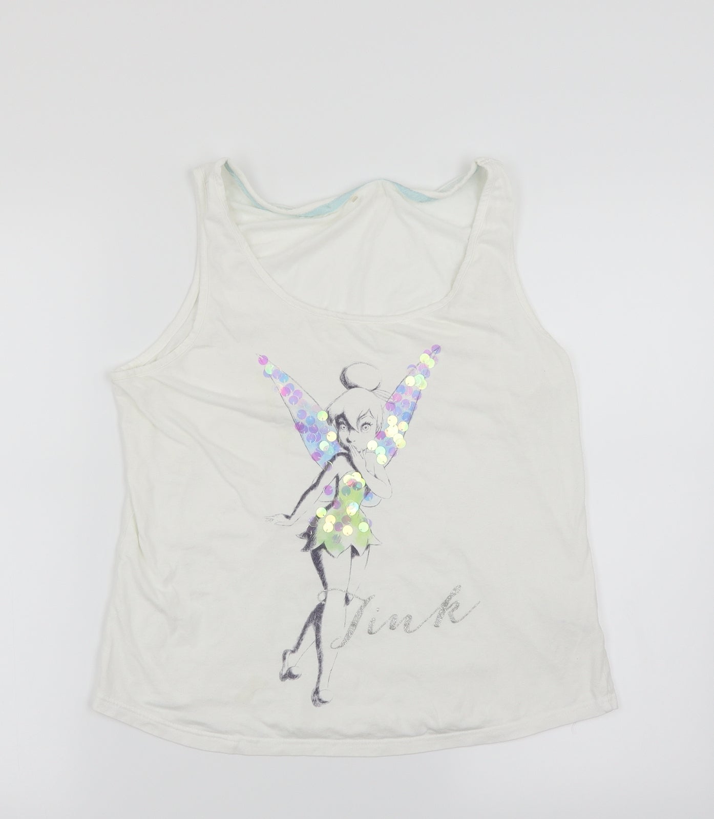 George Womens White   Basic Tank Size 12  - Tinkerbell