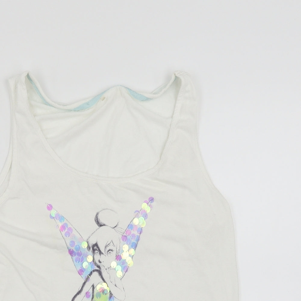 George Womens White   Basic Tank Size 12  - Tinkerbell