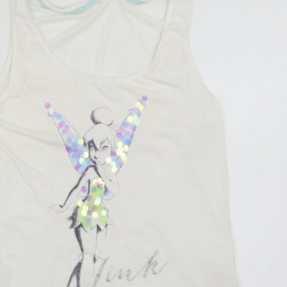 George Womens White   Basic Tank Size 12  - Tinkerbell