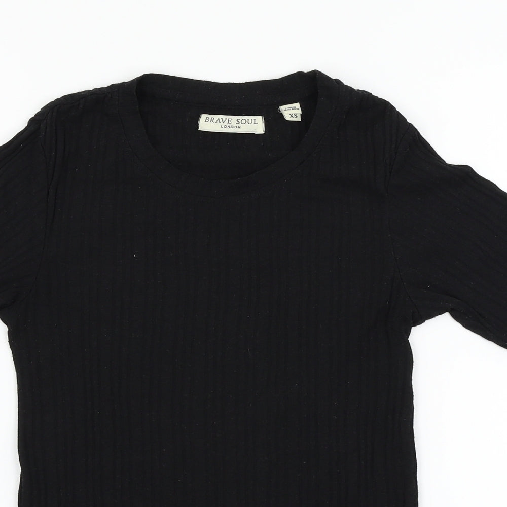 Brave Soul Womens Black   Basic T-Shirt Size XS