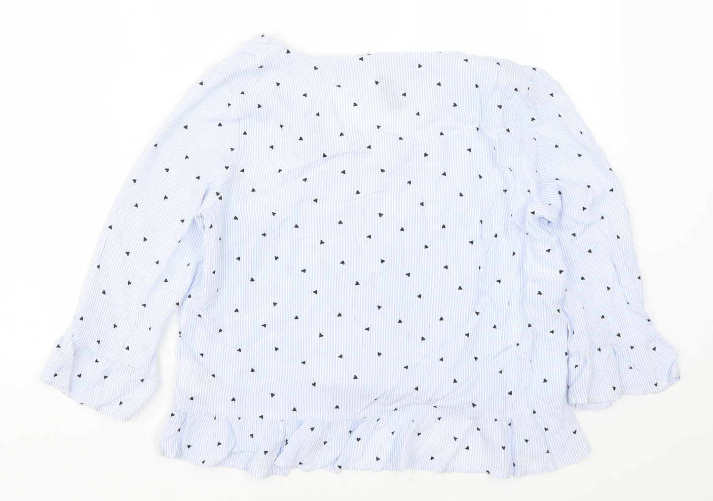 H&M Womens Blue Striped  Basic Blouse Size 10  - Love Hearts