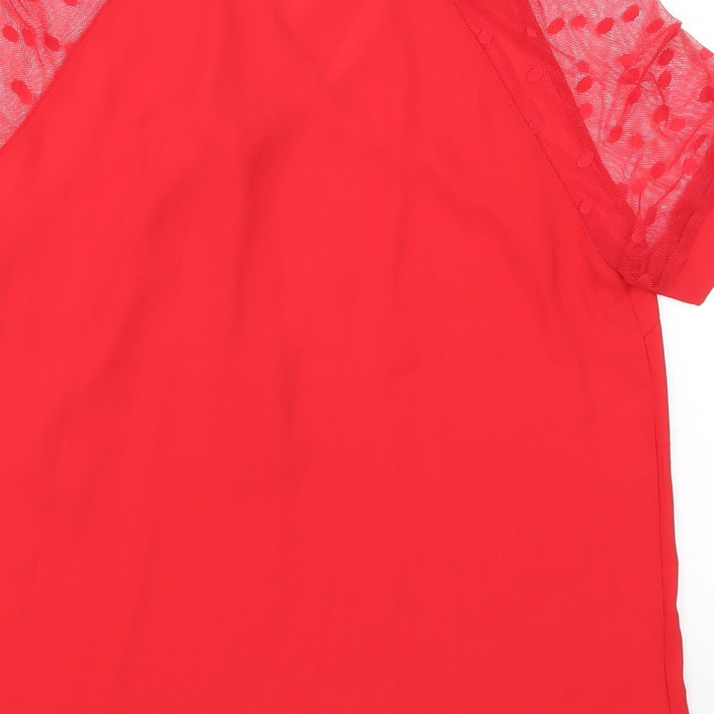 SheIn Womens Red Polka Dot  Basic Blouse Size S