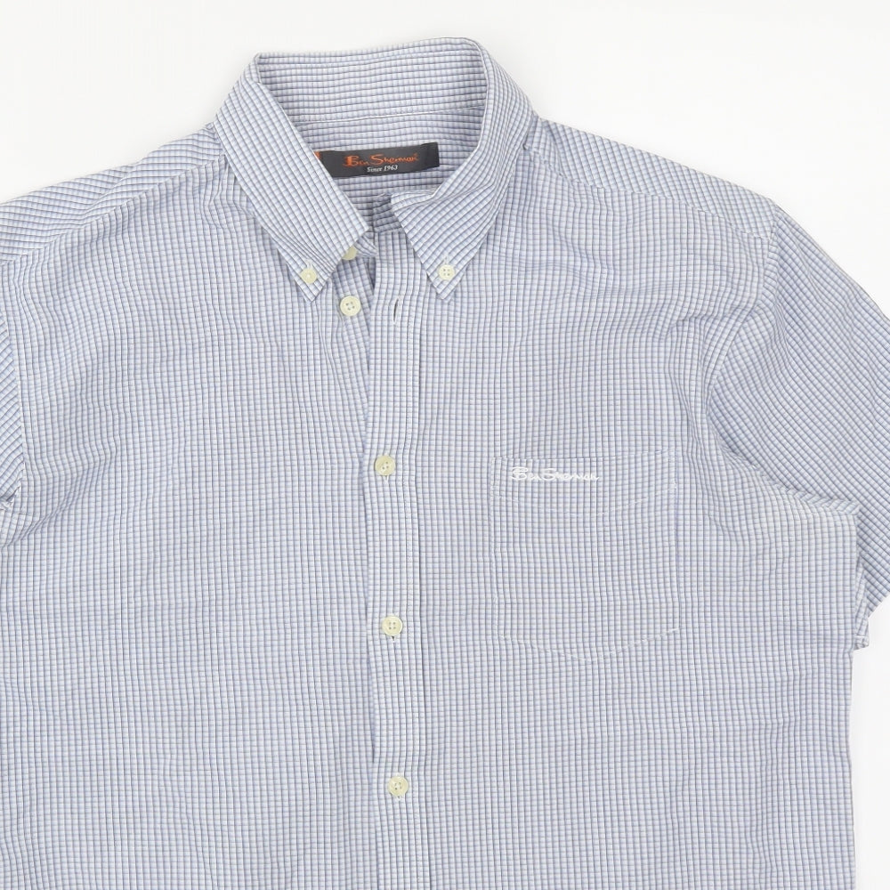 Ben Sherman Mens Blue Check   Button-Up Size L