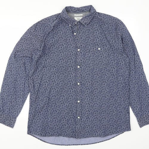 F&F Mens Blue Floral   Button-Up Size XL