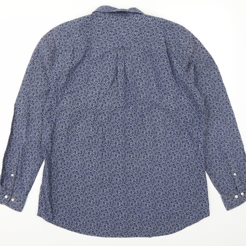 F&F Mens Blue Floral   Button-Up Size XL