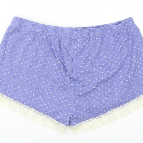 Primark Womens Blue Polka Dot Lace Sweat Shorts Size 14 - Loungewear