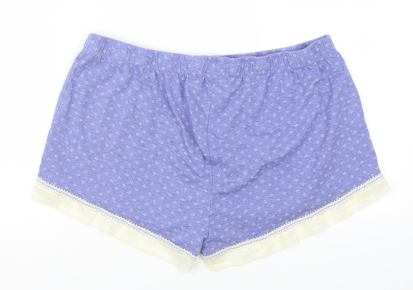 Primark Womens Blue Polka Dot Lace Sweat Shorts Size 14 - Loungewear