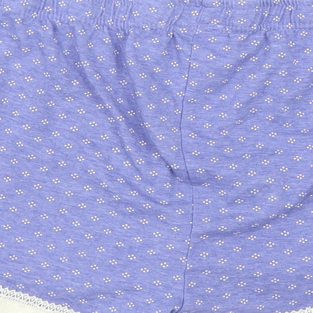 Primark Womens Blue Polka Dot Lace Sweat Shorts Size 14 - Loungewear