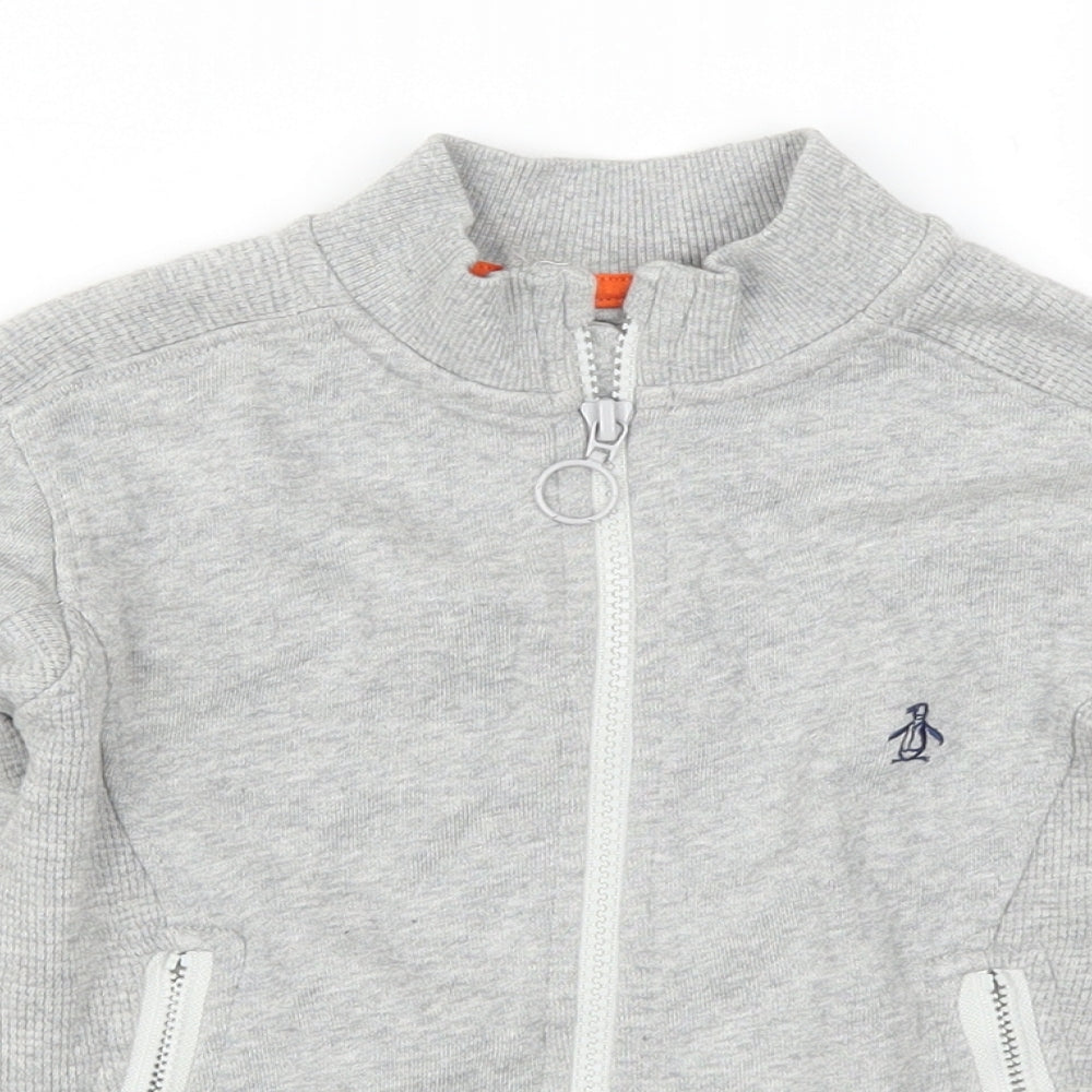Penguin Boys Grey   Full Zip Sweatshirt Size 5-6 Years