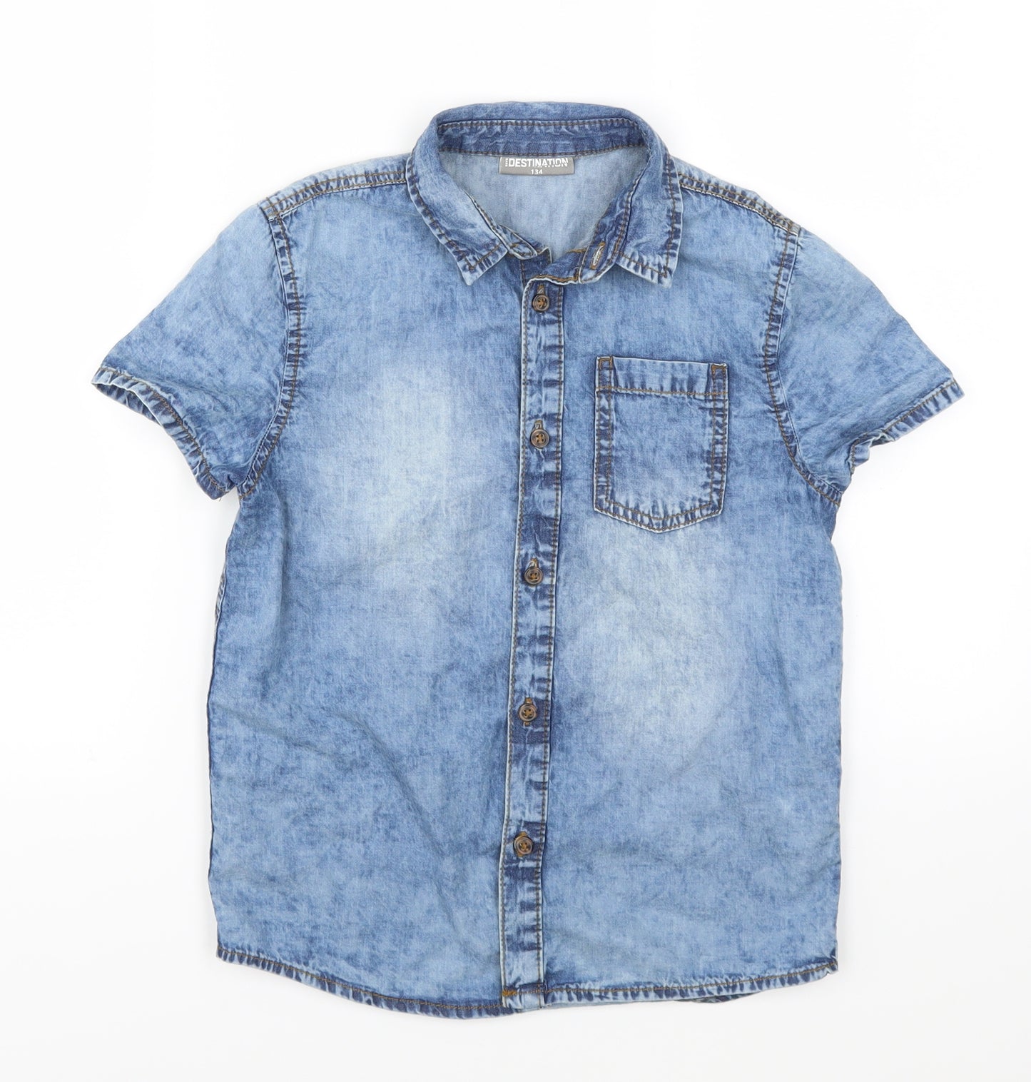 Destination Boys Blue  Denim Basic Button-Up Size 9 Years