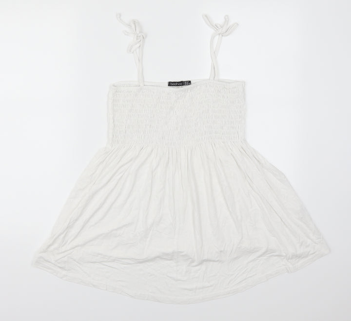 Boohoo Womens White Basic Tank Size 12