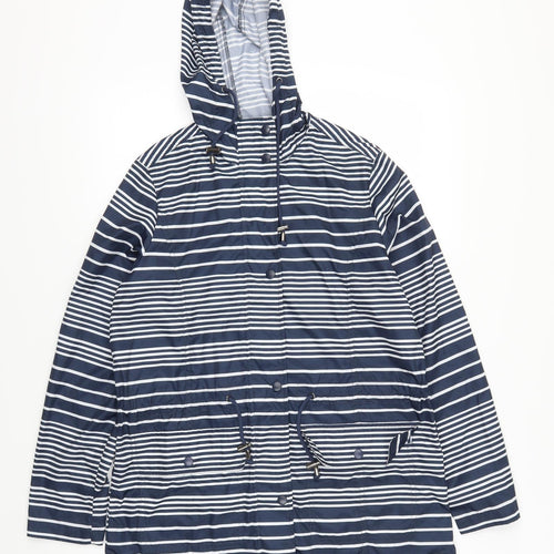 BHS Womens Blue Striped  Anorak Coat Size 10