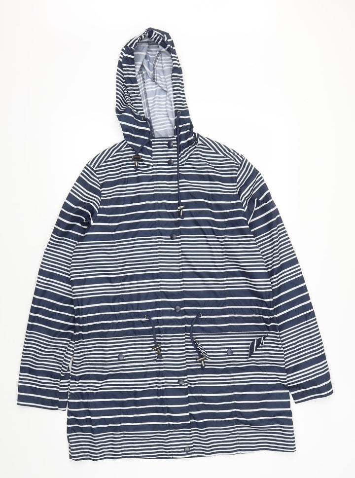 BHS Womens Blue Striped  Anorak Coat Size 10