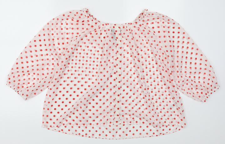 H&M Womens Red Polka Dot  Basic Button-Up Size 6