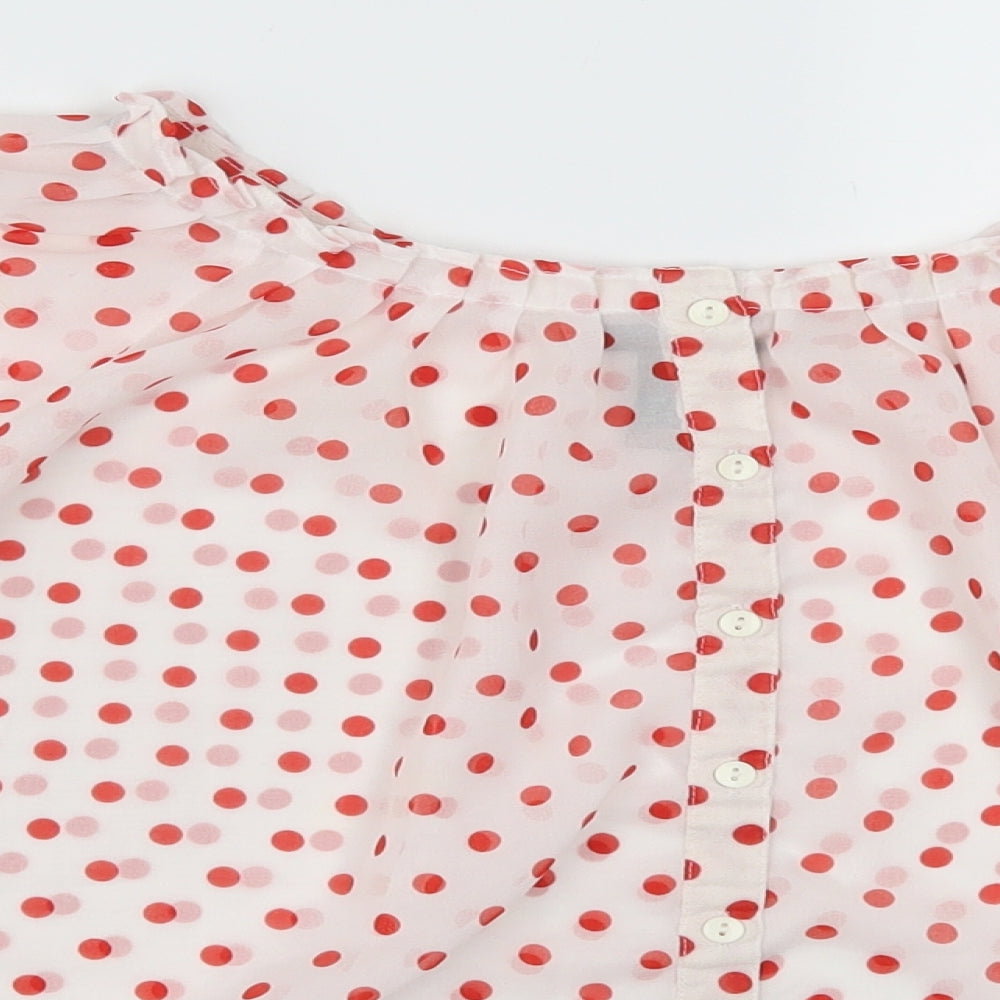 H&M Womens Red Polka Dot  Basic Button-Up Size 6