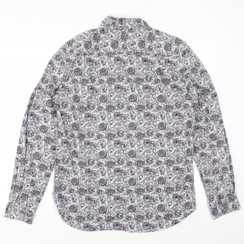 Denim & Flower Mens Purple Floral   Button-Up Size L