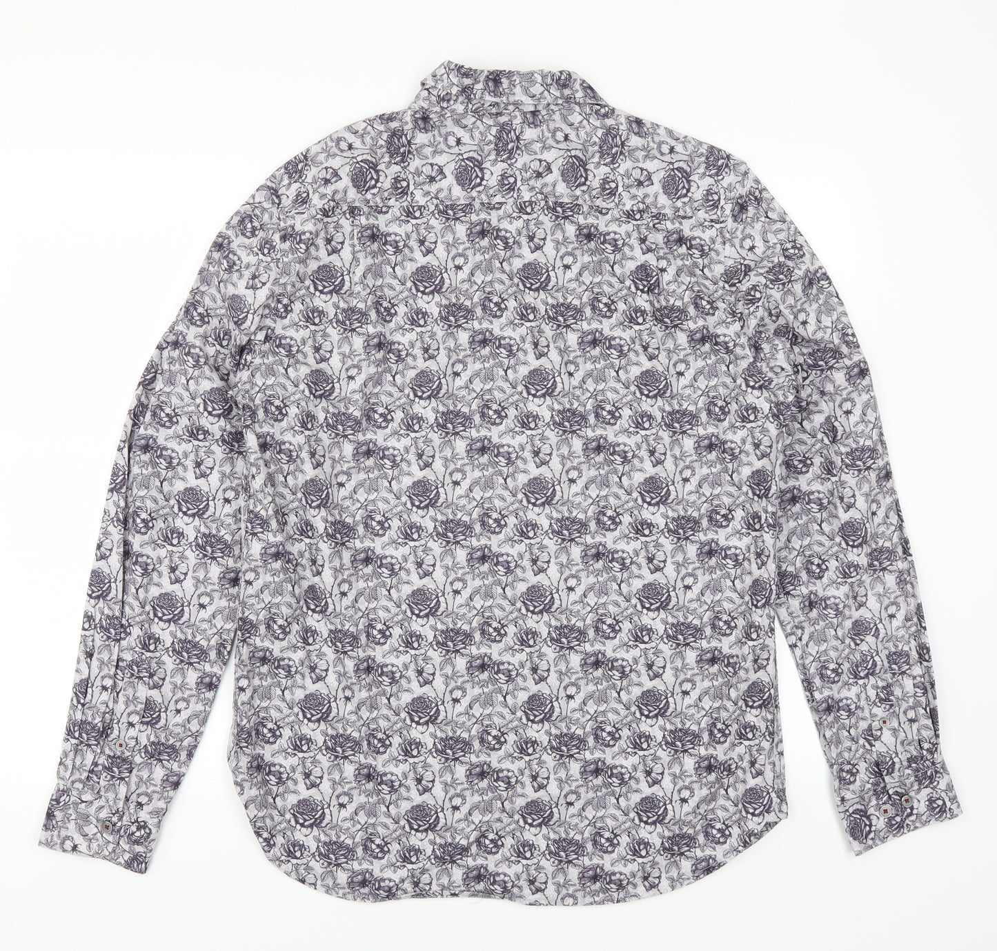 Denim & Flower Mens Purple Floral   Button-Up Size L