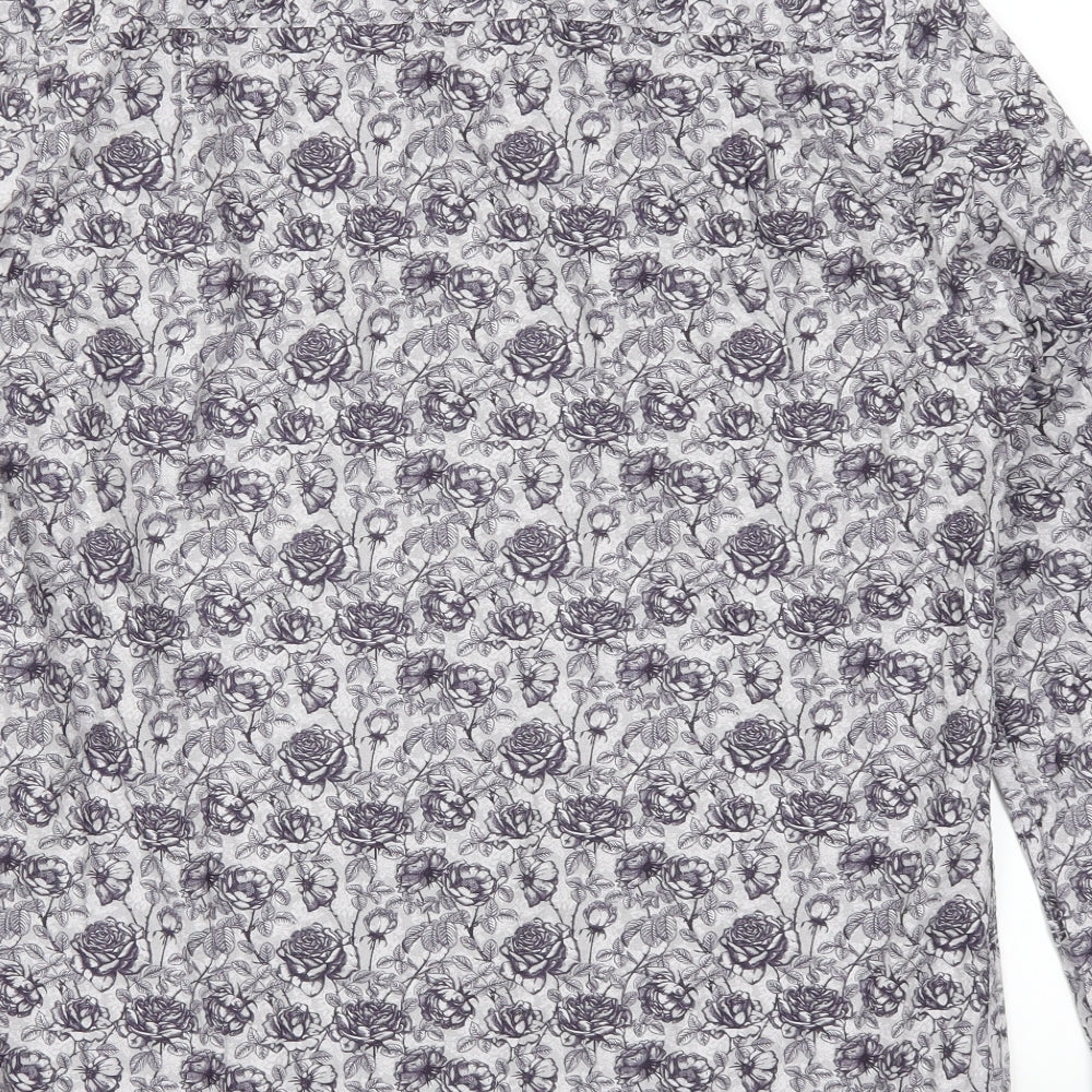 Denim & Flower Mens Purple Floral   Button-Up Size L