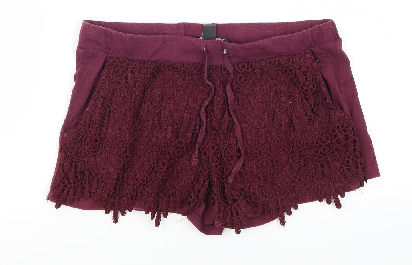 Primark Womens Purple  Lace Sweat Shorts Size 6 - Plum