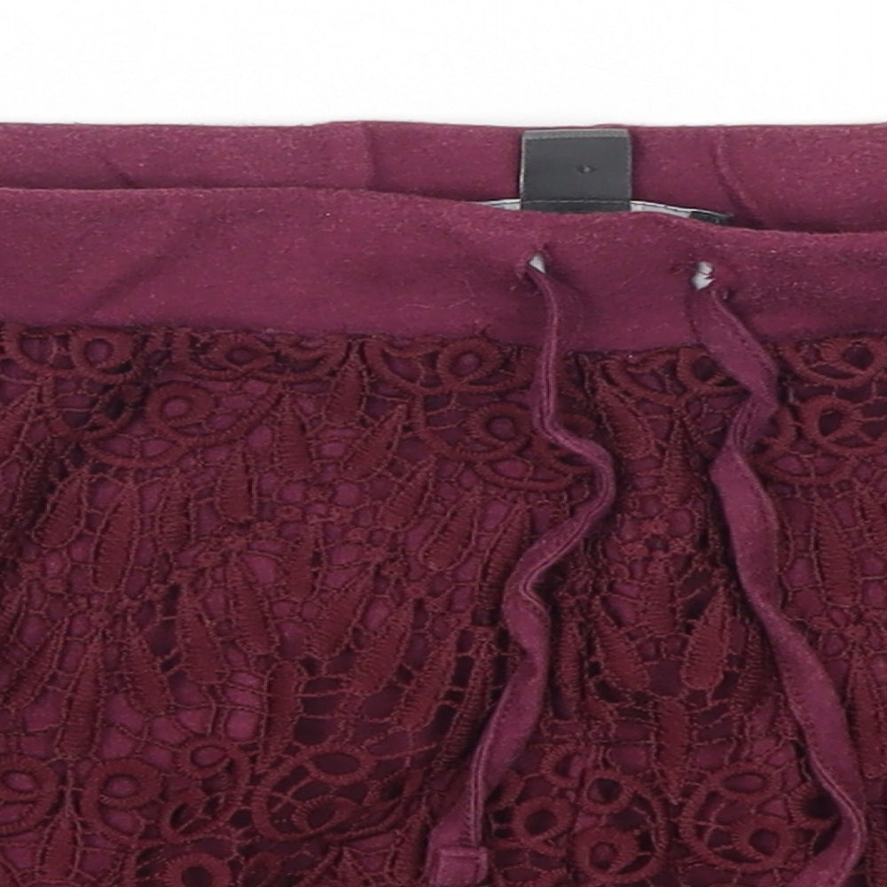 Primark Womens Purple  Lace Sweat Shorts Size 6 - Plum