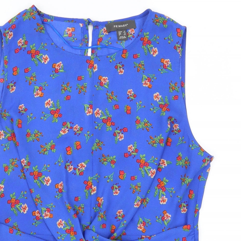 Primark Womens Blue Floral  Basic Tank Size 16