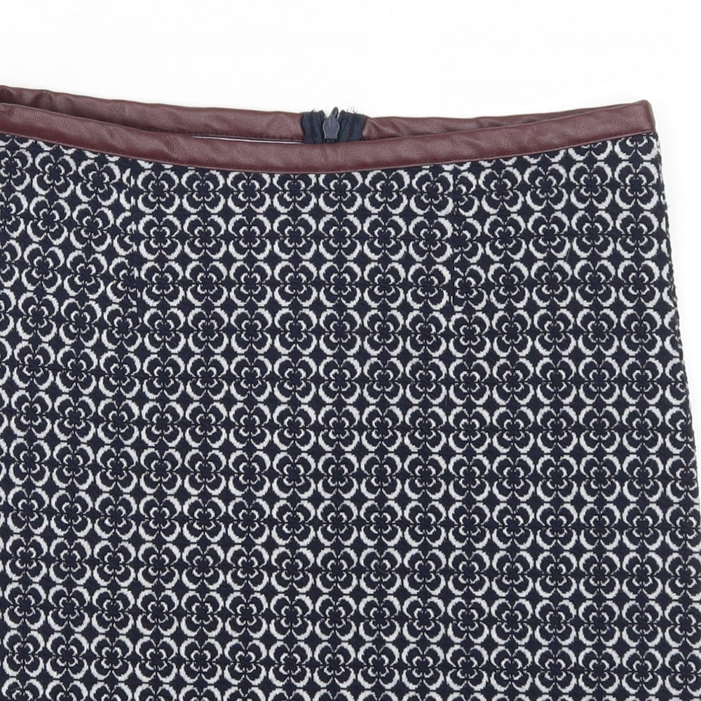TU Womens Blue Geometric  A-Line Skirt Size 8