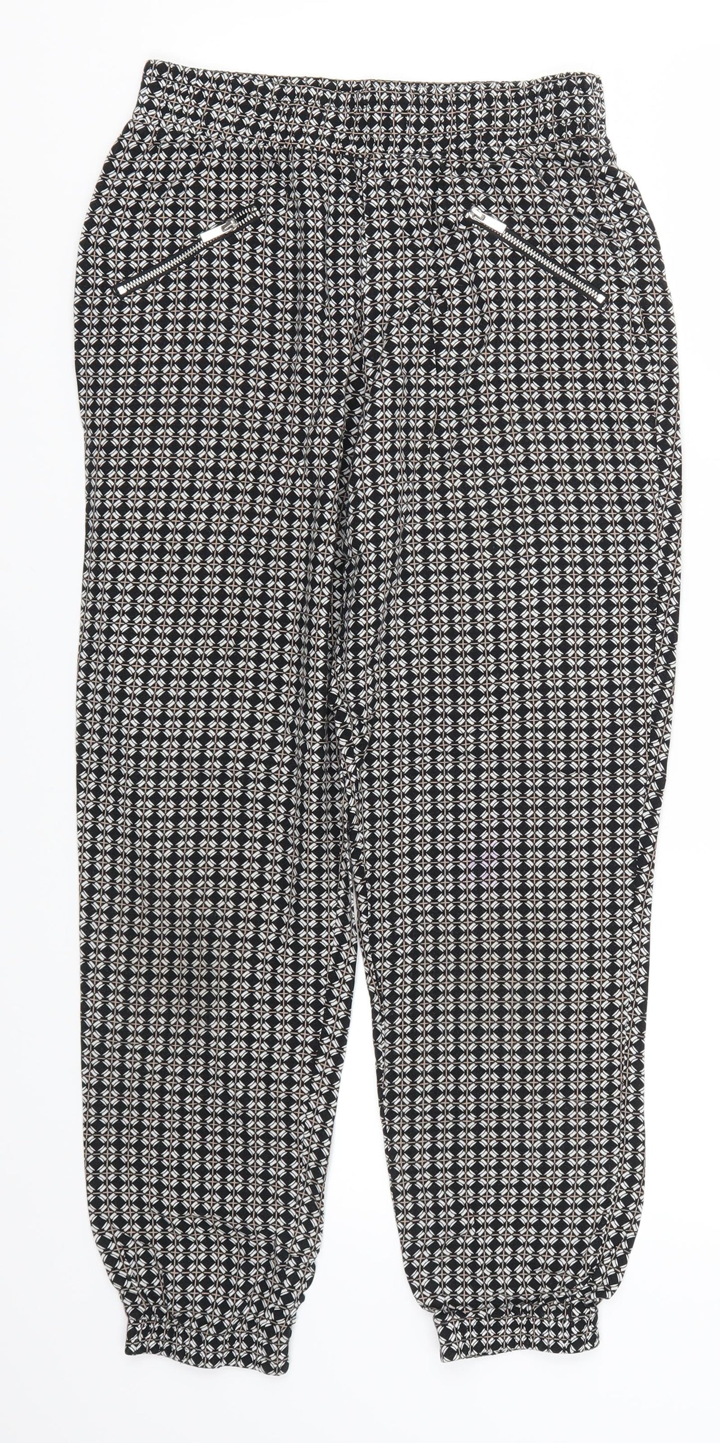 F&F Womens Grey Geometric  Trousers  Size 8 L26 in