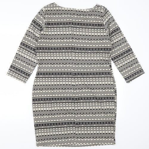 New Look Womens Beige Geometric  Pencil Dress  Size 18