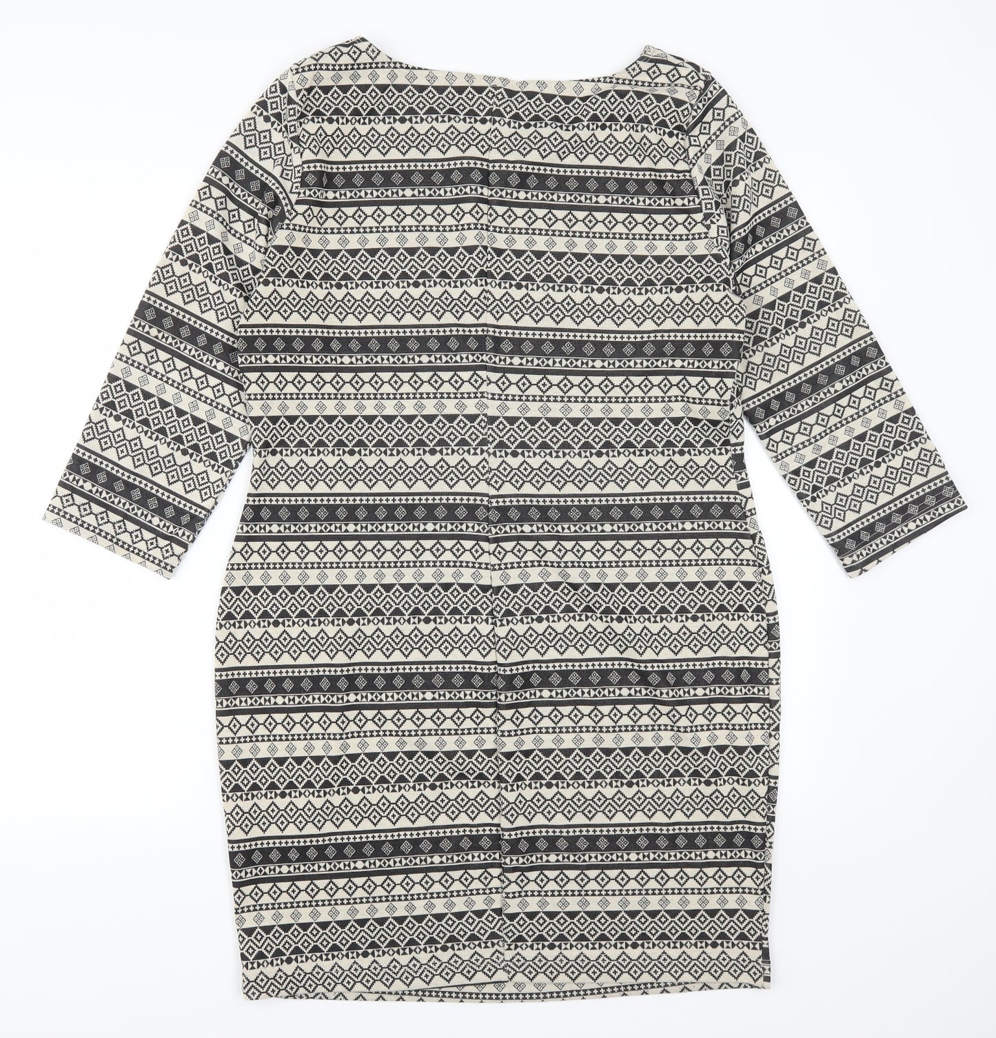 New Look Womens Beige Geometric  Pencil Dress  Size 18