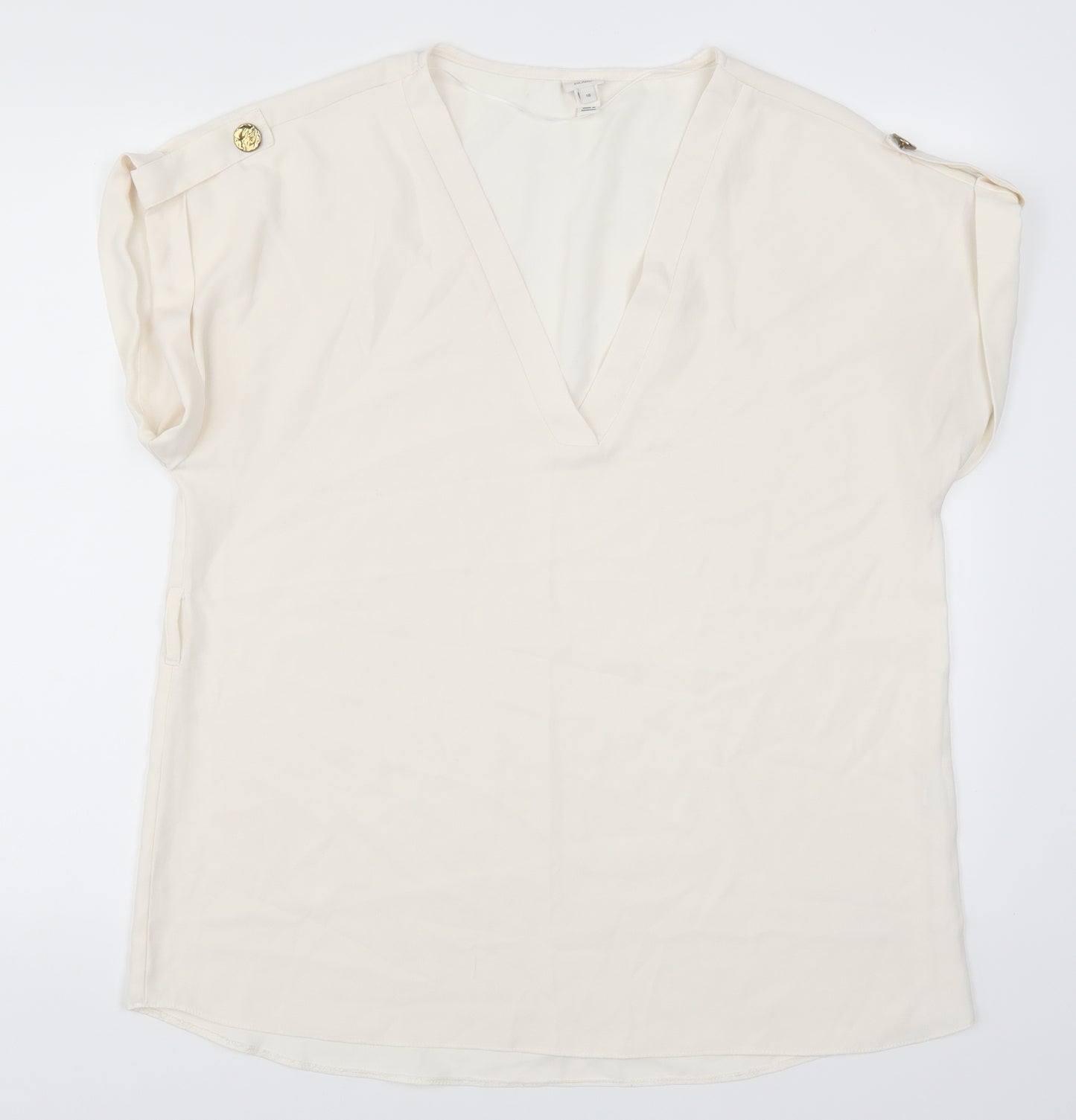 River Island Womens White   Basic T-Shirt Size 16  - Cream