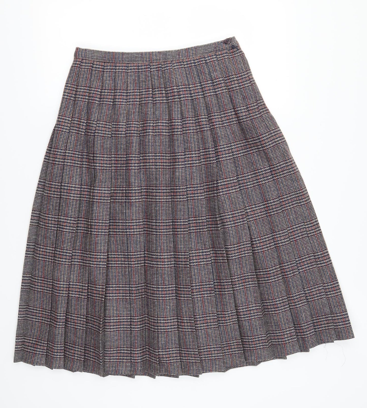 Eastex Womens Blue Check  Pleated Skirt Size 14  - Red