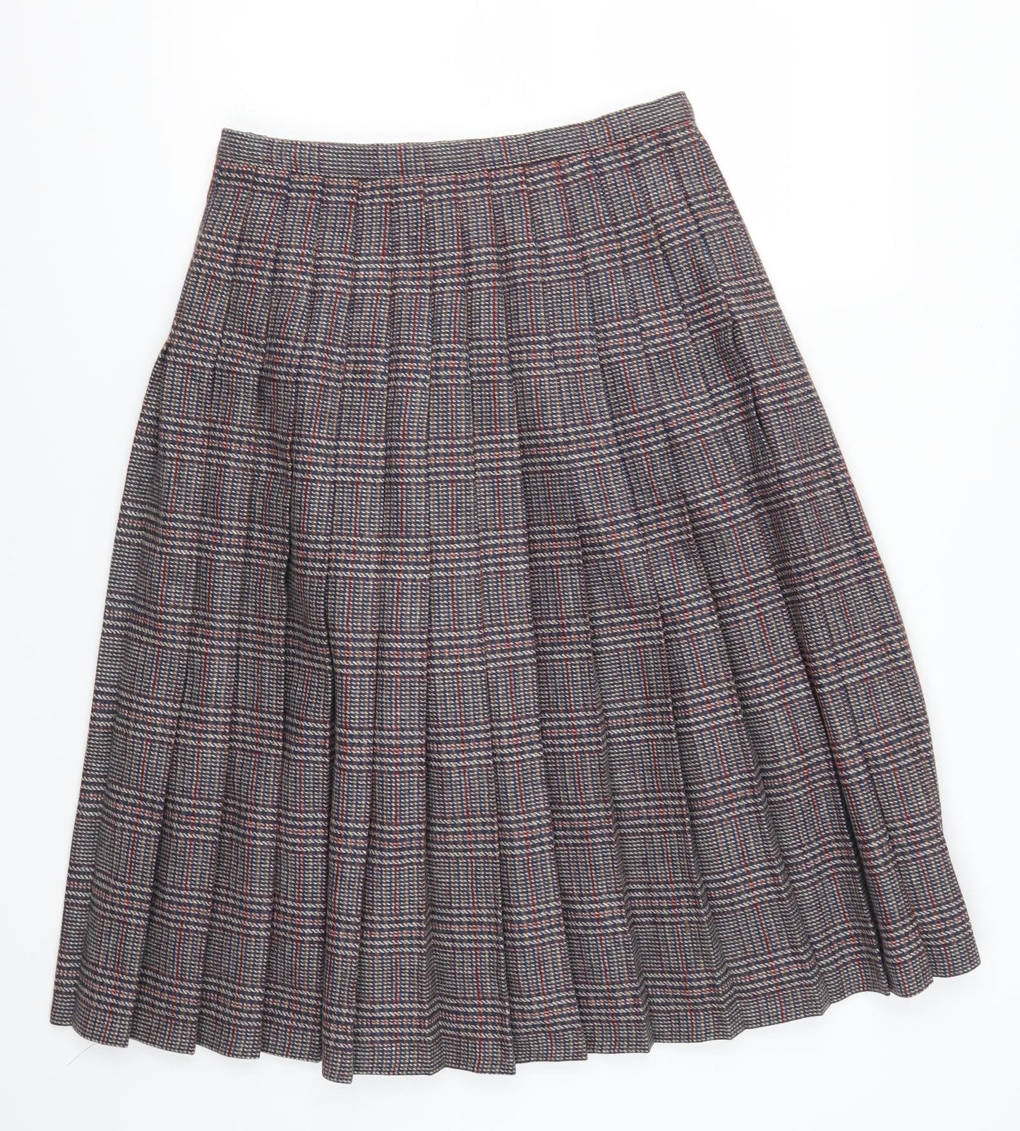 Eastex Womens Blue Check  Pleated Skirt Size 14  - Red