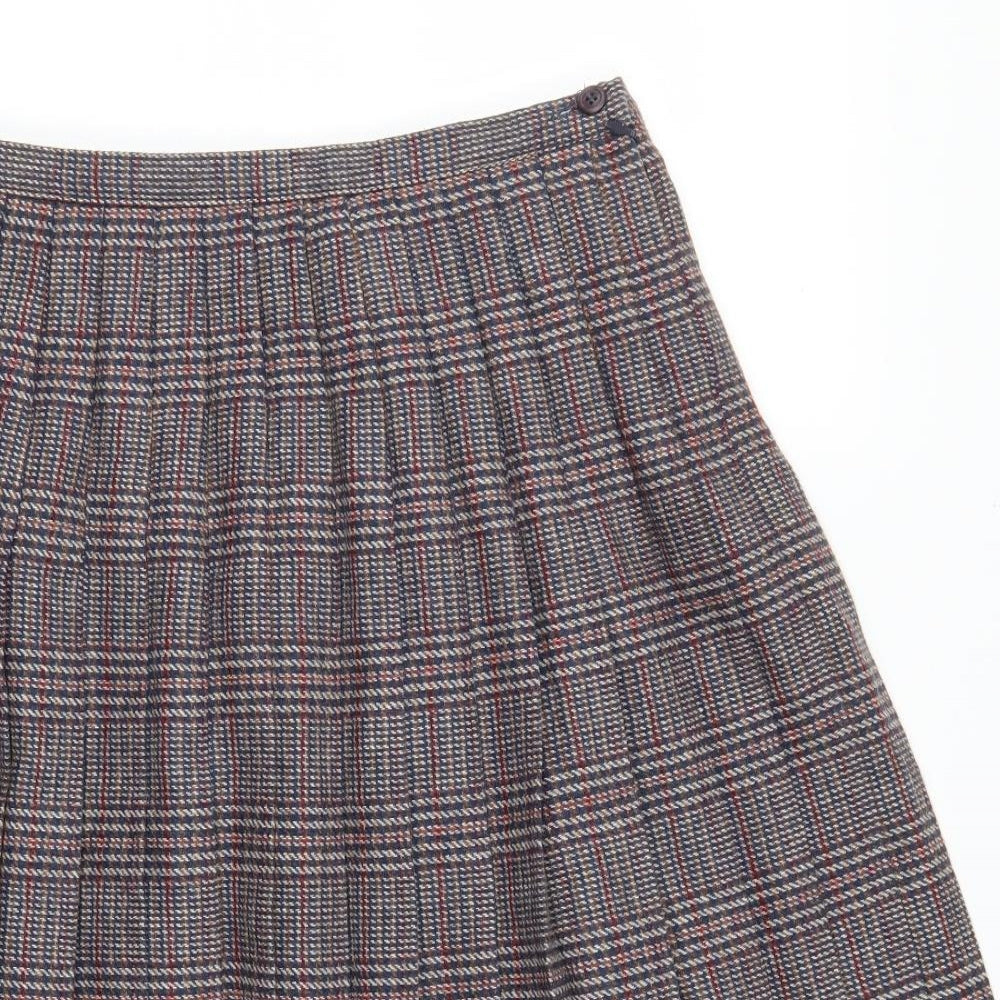 Eastex Womens Blue Check  Pleated Skirt Size 14  - Red