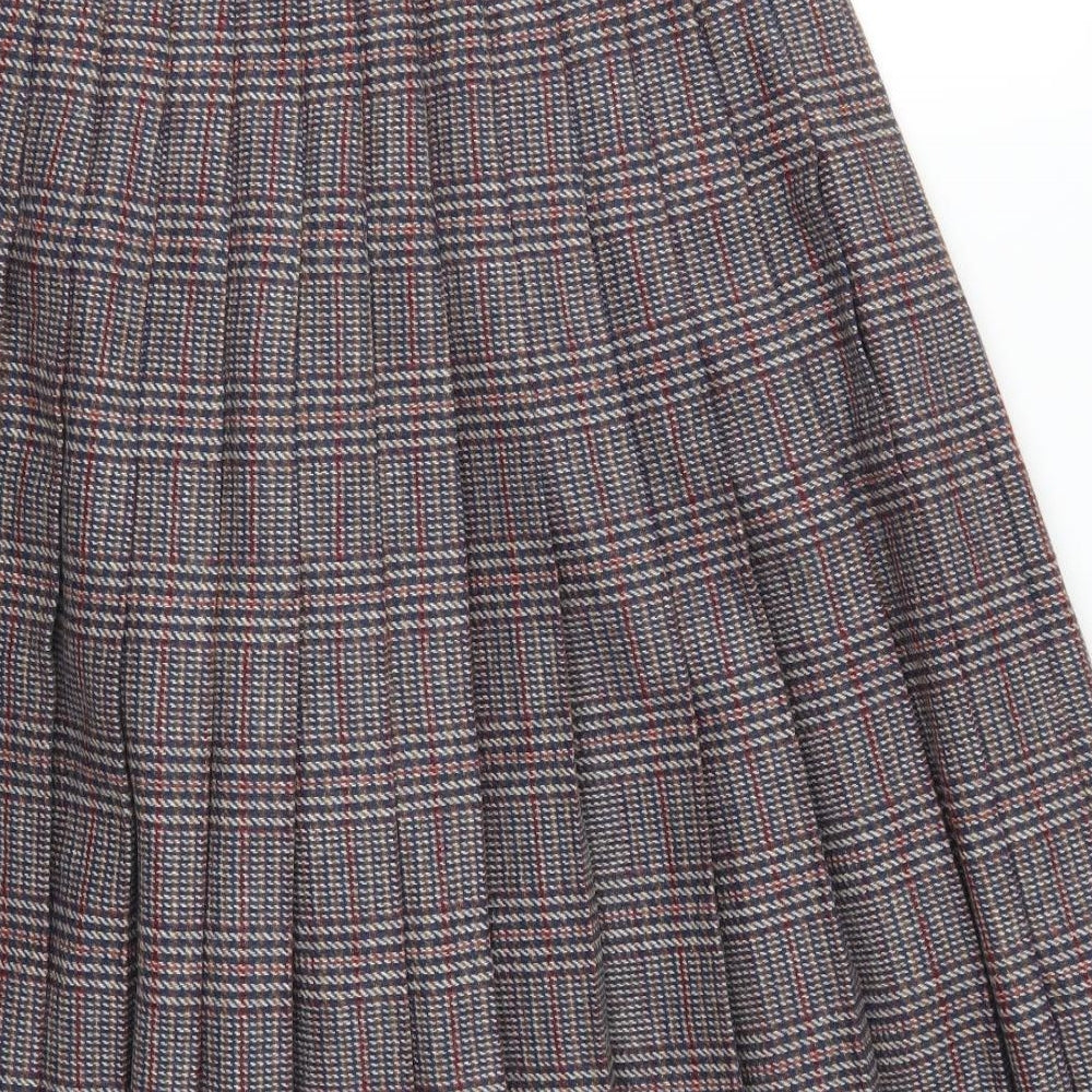 Eastex Womens Blue Check  Pleated Skirt Size 14  - Red