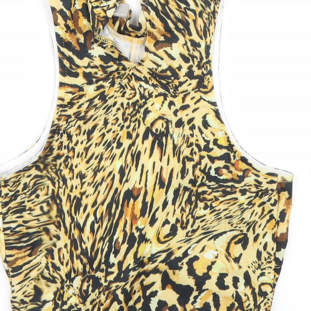 ASOS Womens Yellow Animal Print  Basic Tank Size 8