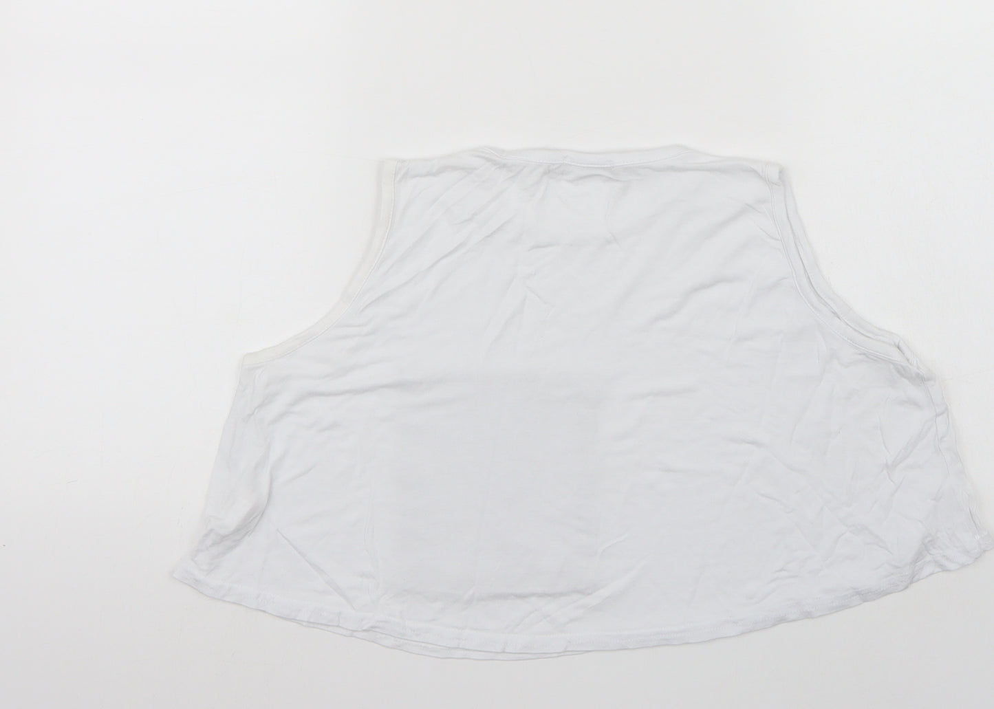 Boohoo Womens White Animal Print  Cropped Tank Size 8